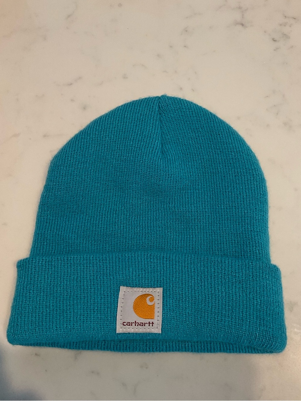 Carhartt Kids' Bright Teal Rib-Knit Beanie with Logo Patch